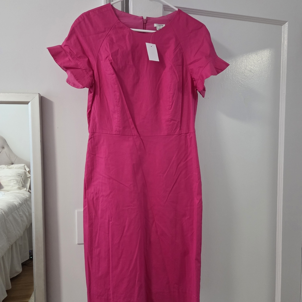 NWT J. Crew Factory Vibrant Pink Midi Dress